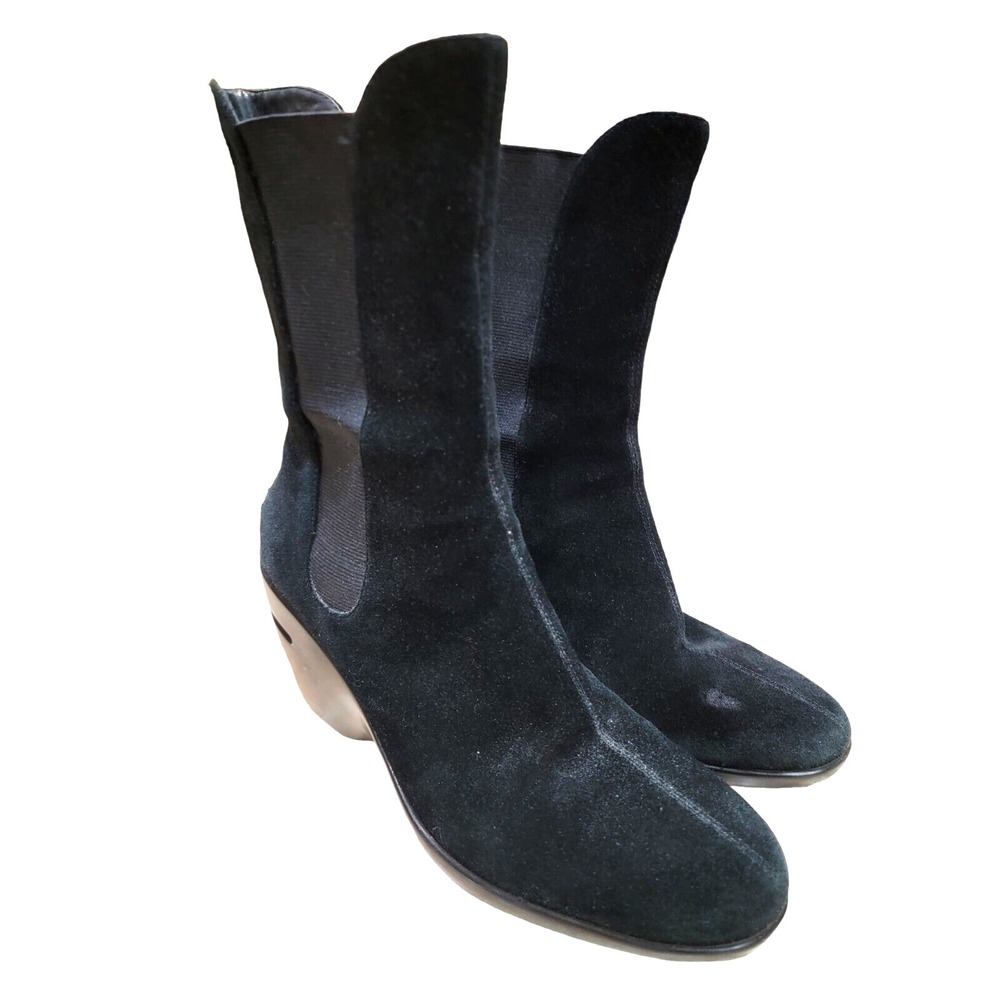 Cole Haan Womens NikeAir Black Suede Leather Mid Calf Boots Size 7 B